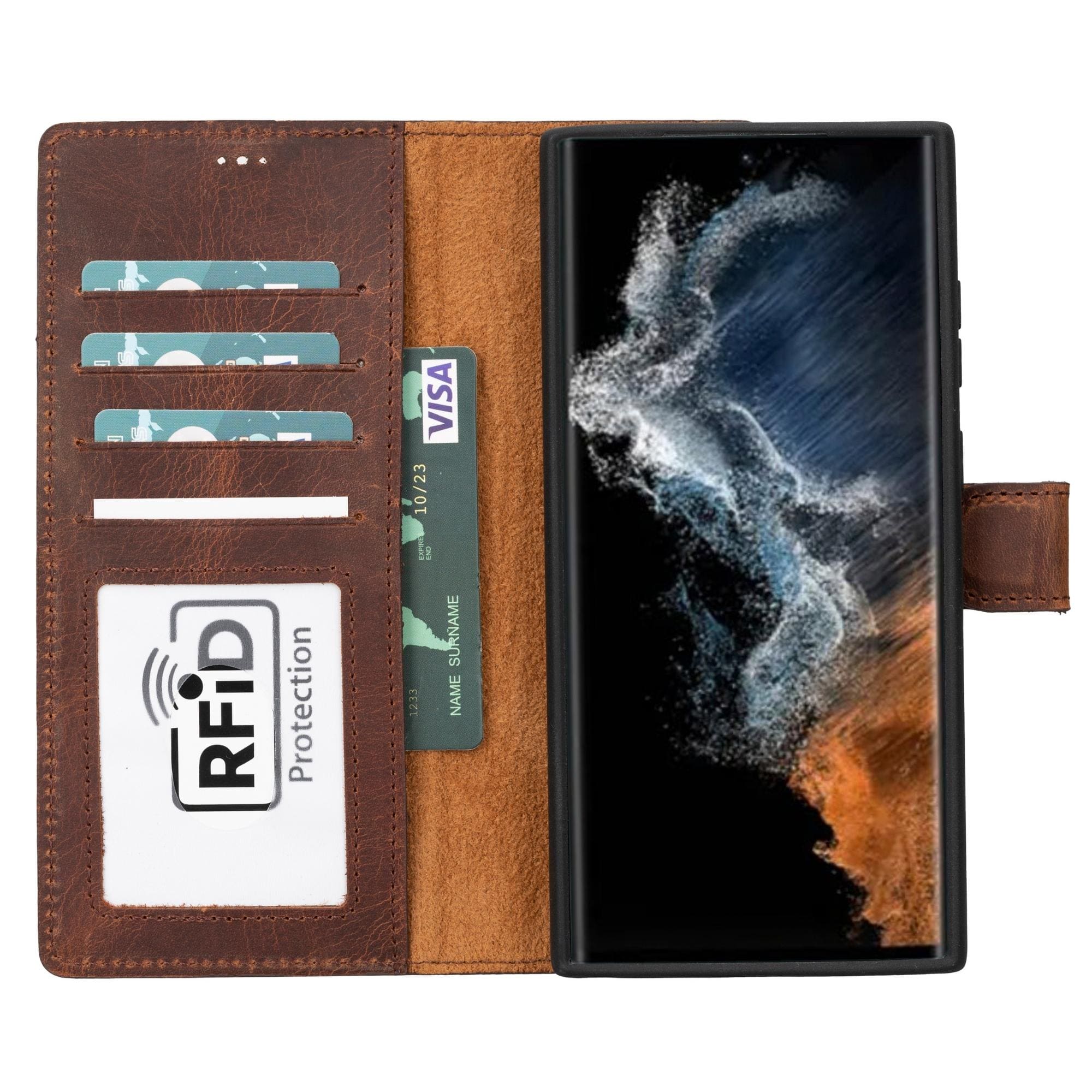 Samsung Galaxy S24 Ultra MagSafe Case with RFID Blocking Magnetic Wallet  Card Holder Brown
