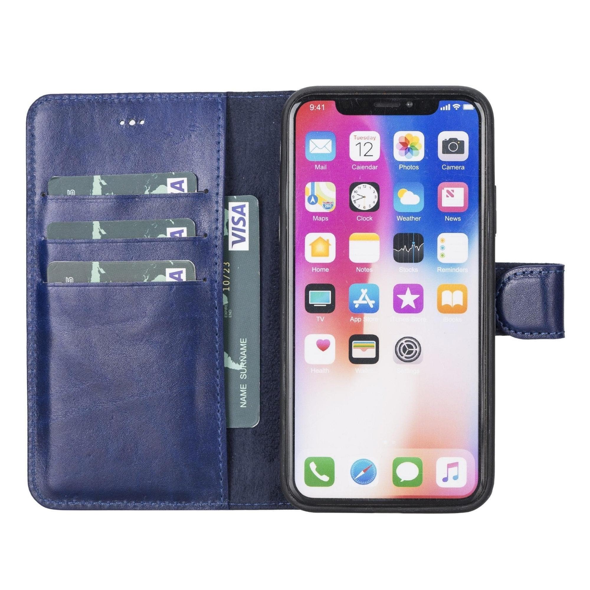 Casper iPhone XR Leather Wallet Case-iPhone XR-Dark Blue--TORONATA