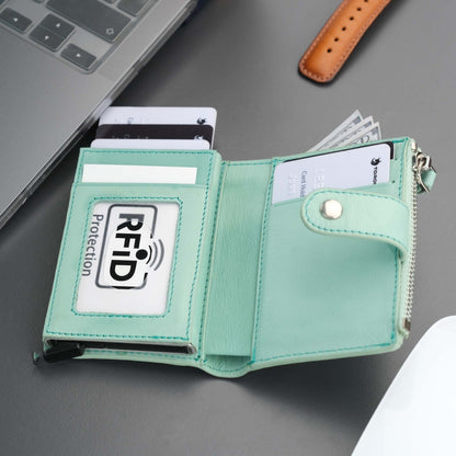 Glenrock Green Leather Pop-up Cardholder Wallet - TORONATA - color_