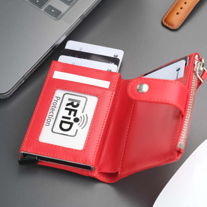 Glenrock Red Leather Pop-up Cardholder Wallet - TORONATA - color_