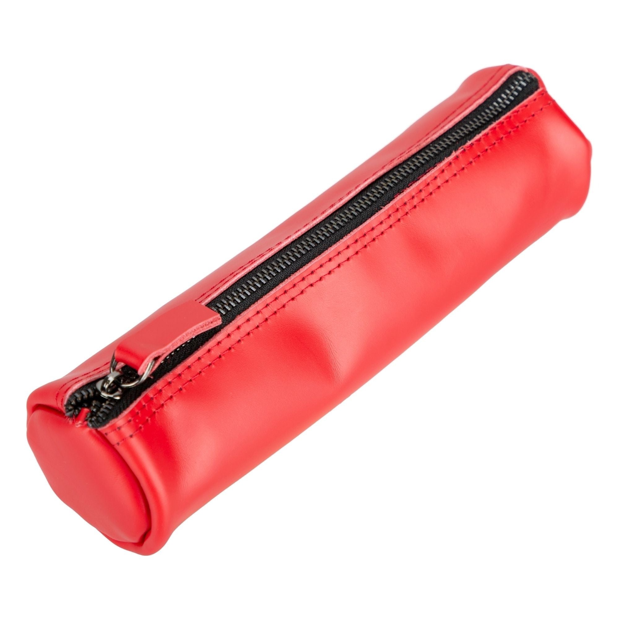 Pen Case, Pencil Case, Pencil Case, Pencil Case, Real Leather, Red, Silver,  Handmade, Small Zip 