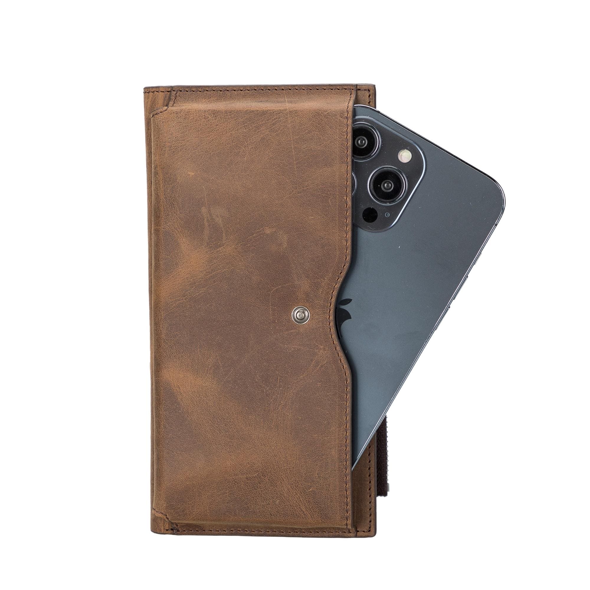 Prada Slim Leather Card Holder Case for iPhone 15 14 13 12 11 Pro