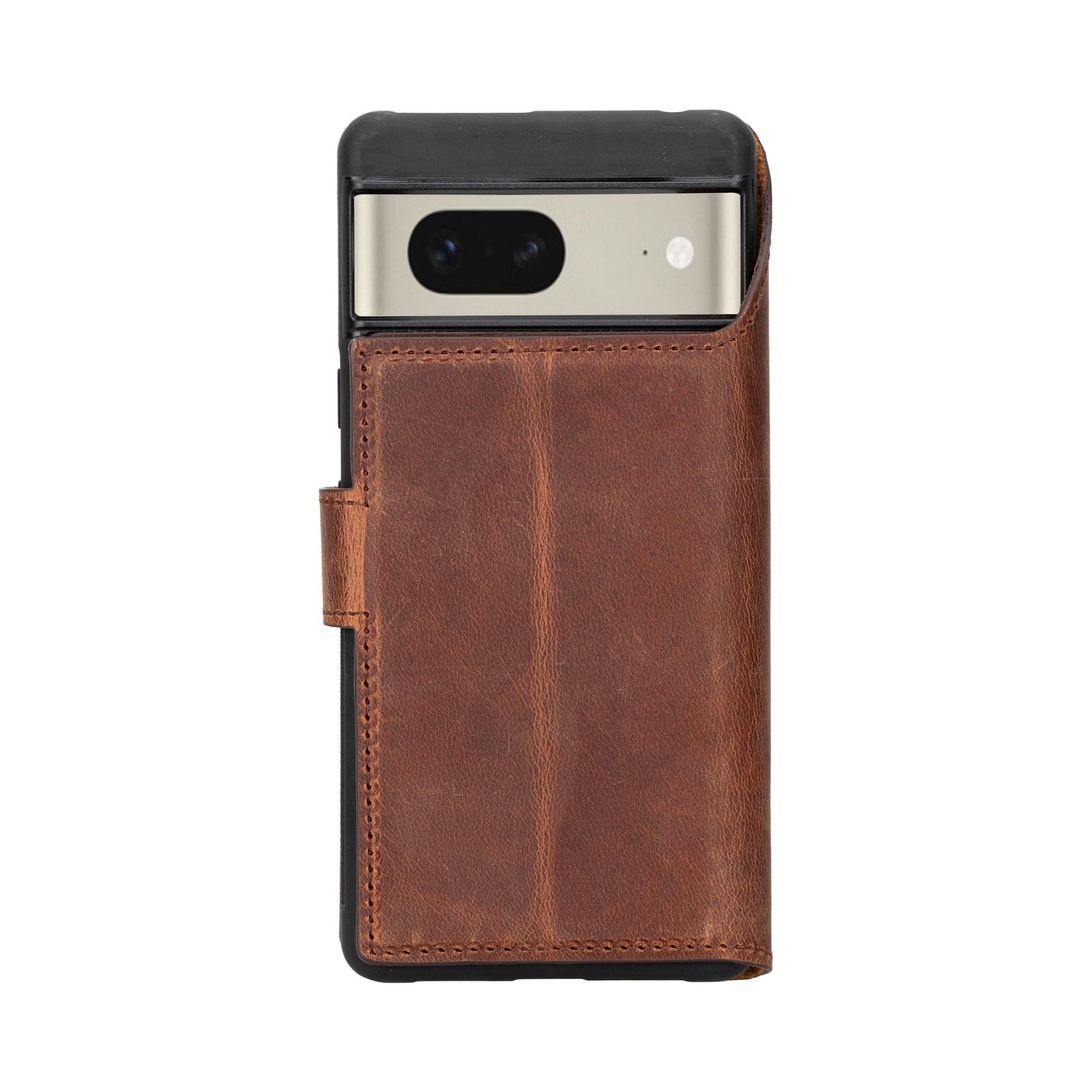 Full-grain leather Google Pixel 7 Pro case - Brown leather with two pockets voor cards - Available hotsell for all Google Pixel models