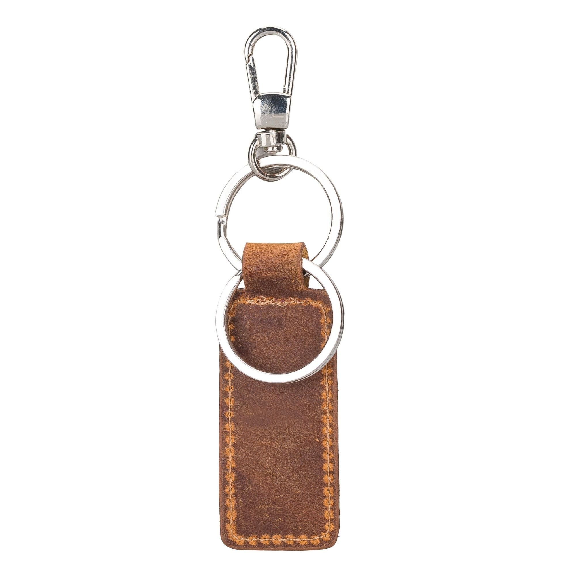 Heritage Brown Clip Keychain: Thick, Durable Leather Design