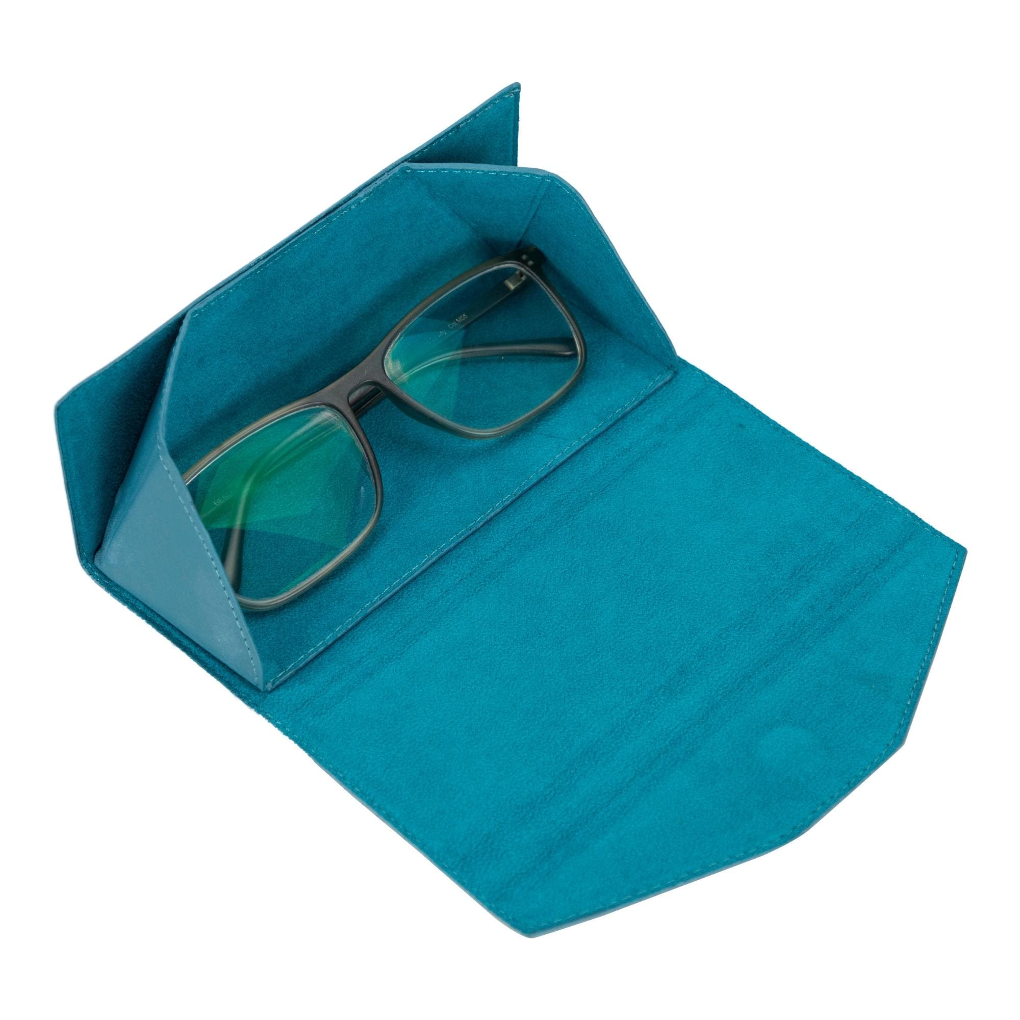 Toronata Triangle Leather Cases for Eyeglass or Sunglasses Tan